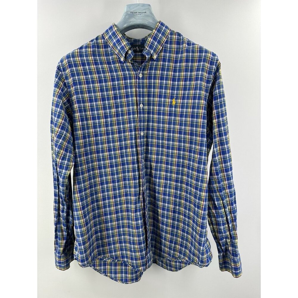 polo ralph lauren Plaid button down shirt In Blue Size XL